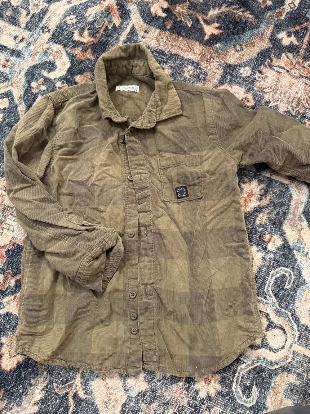 Mayoral Olive Green Corduroy Button-Down Shirt